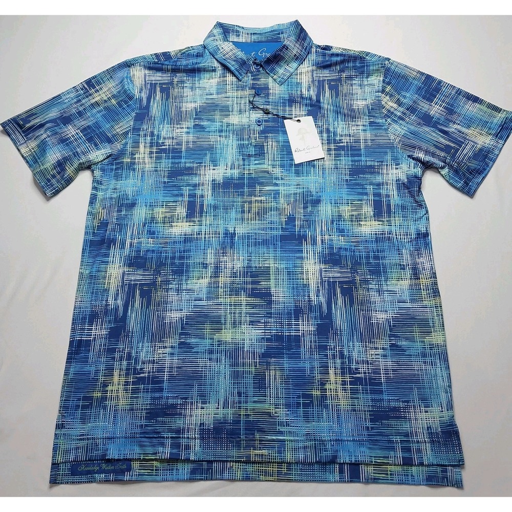 New Robert Graham Golf Polo Shirt Medium UV Moisture Wicking